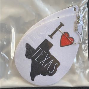 I love Texas leather earrings